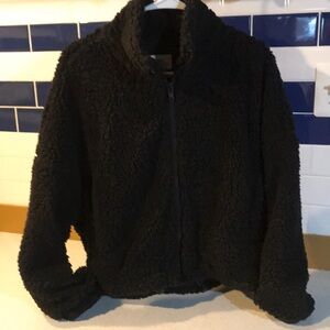 Black fuzzy Urban Outfitters jacket size small -p